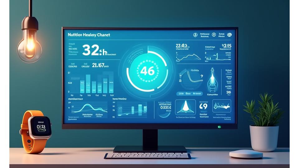 A dashboard showing various health metrics from wearables and lab tests, all integrated into a unified nutrition plan.