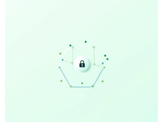 Abstract illustration of data points flowing securely into a central, protected hub