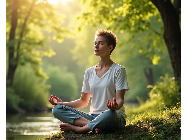 An individual sitting peacefully in nature, suggesting beginner-friendly meditation.